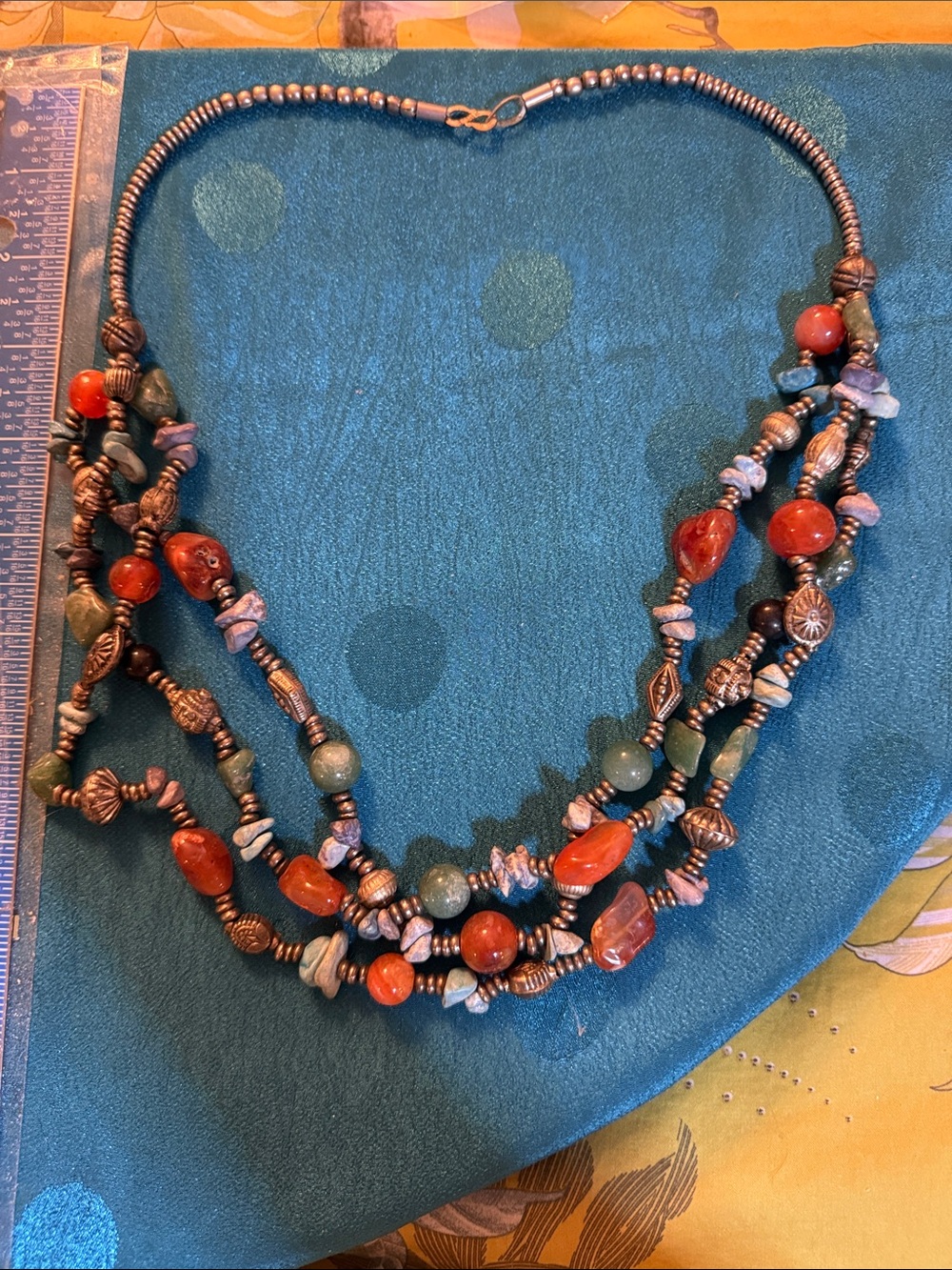 Multi-Strand turquoise Jade and agate Beaded Necklace - Brand